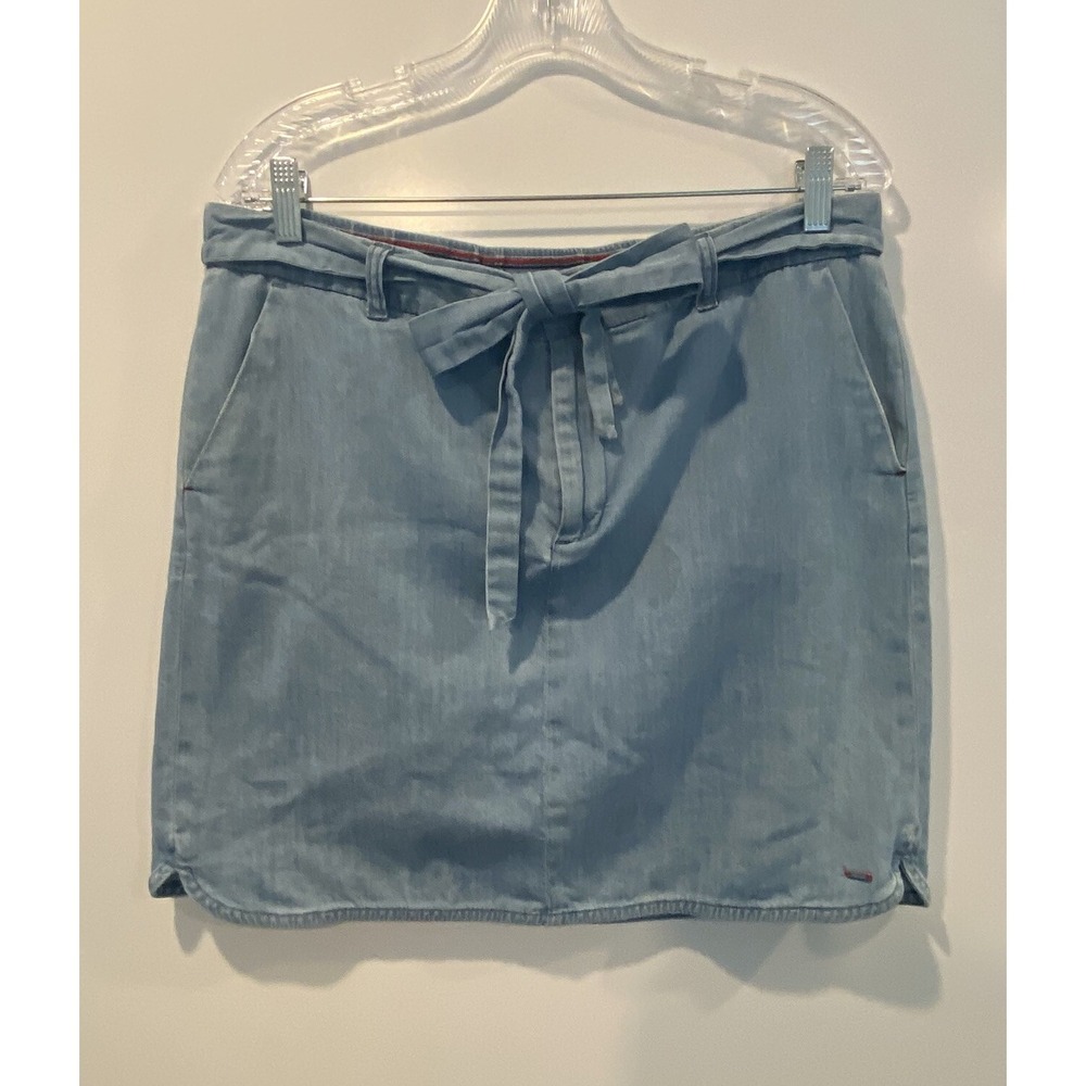 Tommy Hilfiger Womens Blue Chambray Tie Waist Mini Skirt Light Wash‎ M 76J0540
